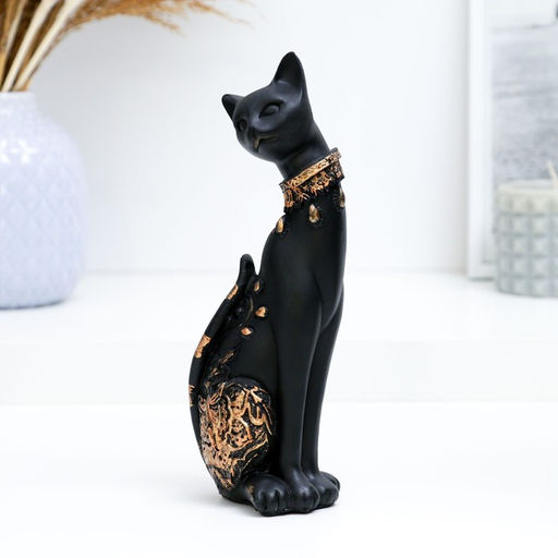 Фигурка полистоун «Кошка», чёрная, 20×8 см