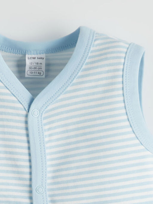 V Yaka ?izgili Erkek Bebek Yelek