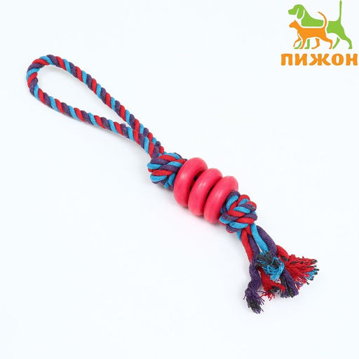 Игрушка канатная Узел с кольцами, до 90 г, микс цветов