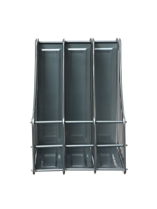 Лоток для бумаг вертикальный, металлическая сетка, 3 отделения, серый