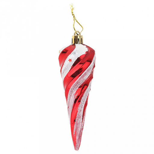 Елочная игрушка фигурка "Сосулька" h13см, витая, пластик, красный, набор 6шт (Россия)