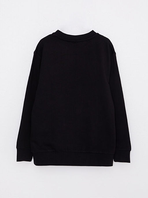 Bisiklet Yaka Bask?l? Uzun Kollu Erkek ?ocuk Sweatshirt
