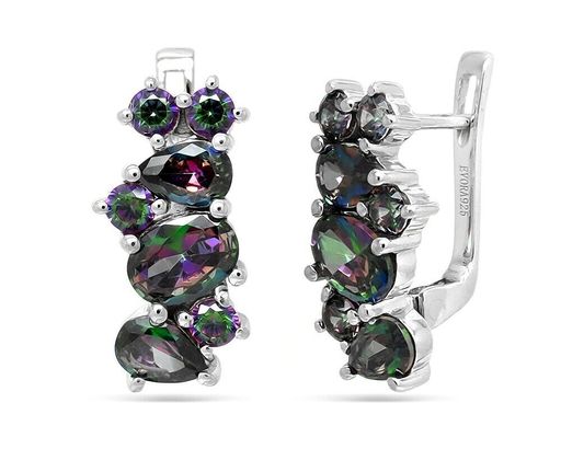 Серьги из серебра мистик кварц, Милан