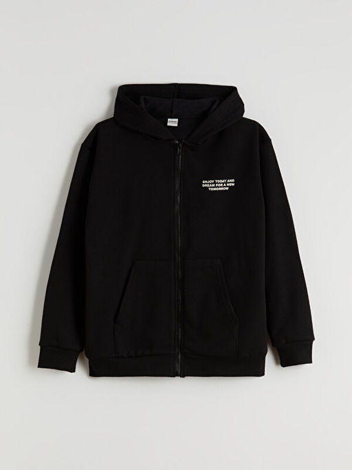 Kap??onlu Erkek ?ocuk Fermuarl? Sweatshirt