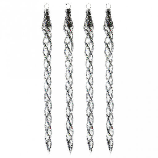 Елочная игрушка сосулька стеклянная Льдинка, ручная художественная роспись, подарочная упаковка, набор 4шт (Россия)