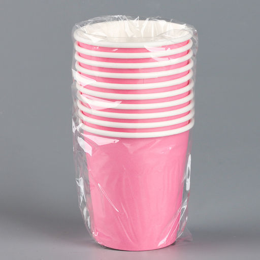 Цена за 8 шт. Стакан одноразовый бумажный, однотонный, цвет розовый, 205 мл