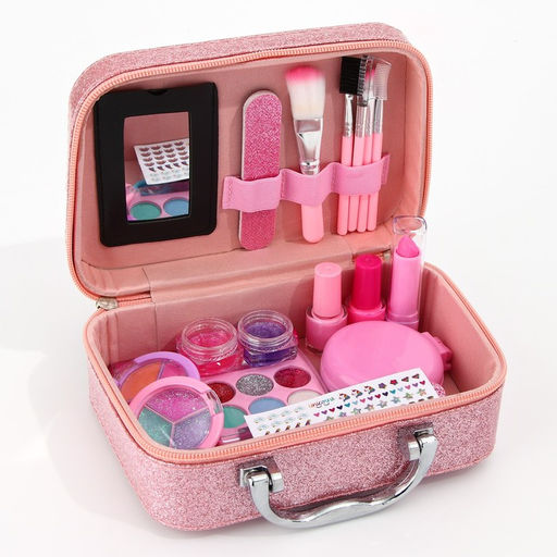 Набор детской косметики в чемодане «Самой красивой», тени, резинки для волос, блески для губ, глиттер, лаки для ногтей, наклейки, пилочка, расчёска, кисти, косметичка