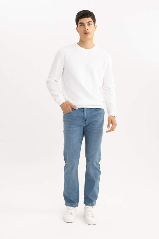 Джинсовые брюки Sergio Regular Fit Normal Mold с нормальной талией и зауженными штанинами - Defacto фото 3