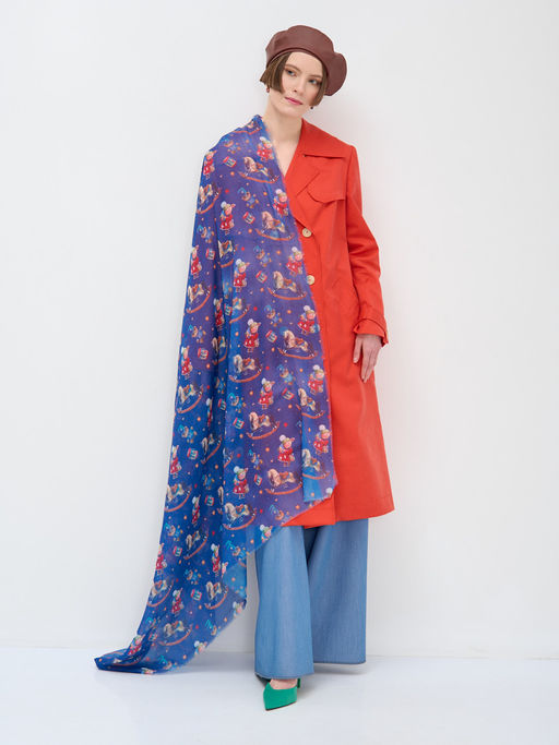 Большой, красивый двусторонний платок с рисунком в стиле арт-декои необычной текстурой ткани - Tantino фото 2