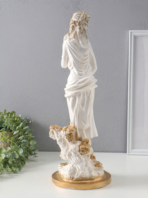 Фигура "Девушка с виноградом" белый с золотом, 50х20х20 см