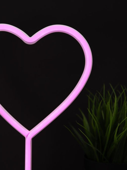 Неоновый LED ночник настольный "Heart", розовое свечение (30,5х20 см)