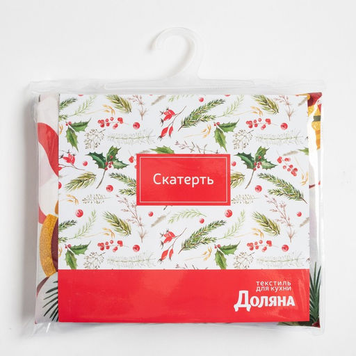 Скатерть новогодняя Доляна Новогодние колокольчики 145*300 +/- 2 см, 100% п/э  фото 9