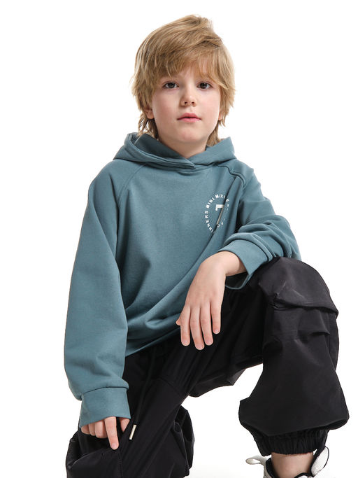 Худи: спортивный стиль для подростка 22-7996 серо-зеленый - Mini maxi фото 6