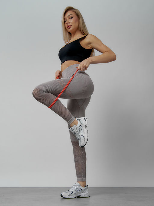 Легинсы для фитнеса женские серого цвета 1004Sr - Mtforce фото 8