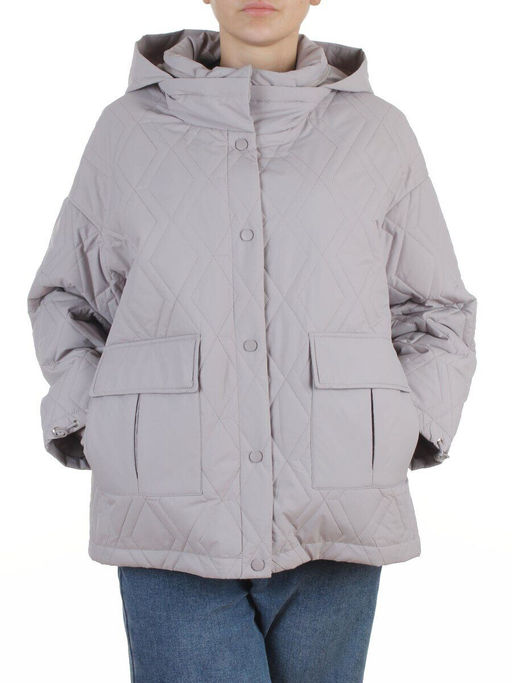 BM4836 LT. GRAY Куртка стеганная демисезонная женская (50 гр. холлофайбер)