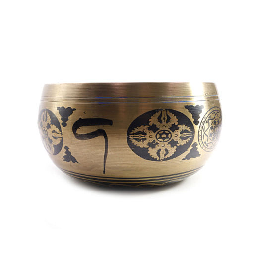 Чаша поющая FINE черно-золотой узор 801-1000гр для лечения и медитации ХРУПКОЕ