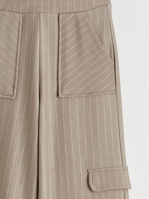 Beli Lastikli ?izgili K?z ?ocuk Pantolon