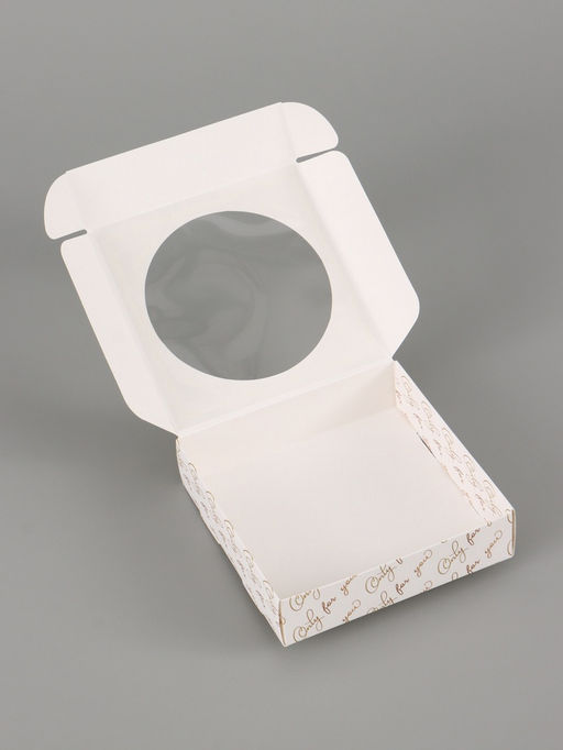 Цена за 5 шт. Коробка подарочная самосборная с окном Only for you, 11.5×11.5×3 см