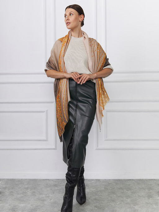 Большой, мягкий, тонкий и очень нежный двусторонний палантин с рисунком - Tantino фото 4