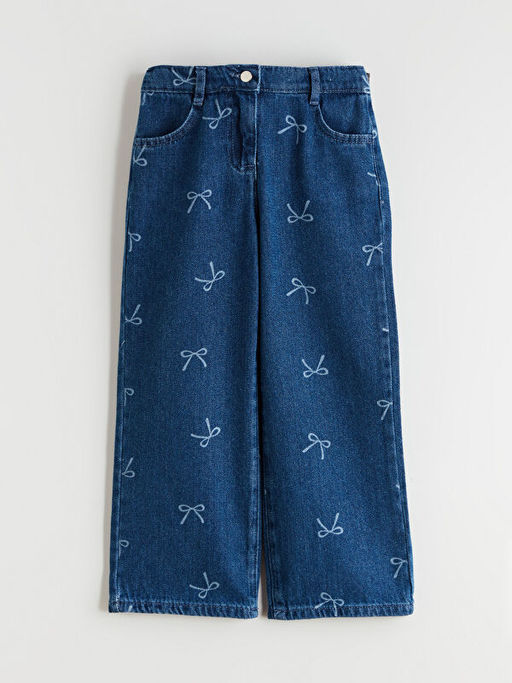 Kurdele Detayl? Wideleg K?z ?ocuk Jean Pantolon