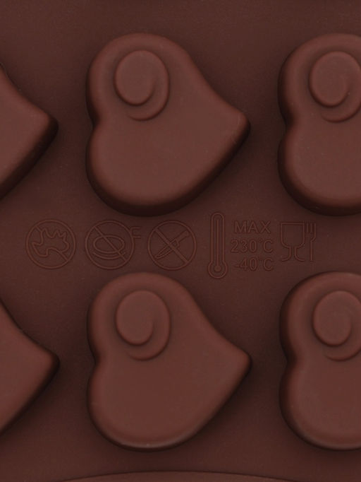 Форма для конфет и шоколада Доляна Сердцеедка, силикон, 21.5?11?1.5 см, 15 ячеек, коричневая