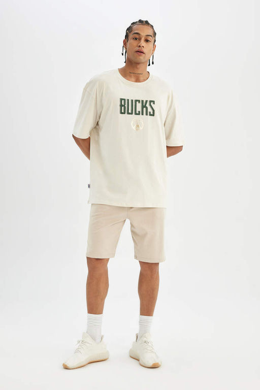 DeFactoFit Футболка оверсайз с круглым вырезом и короткими рукавами НБА Милуоки Бакс фото 2