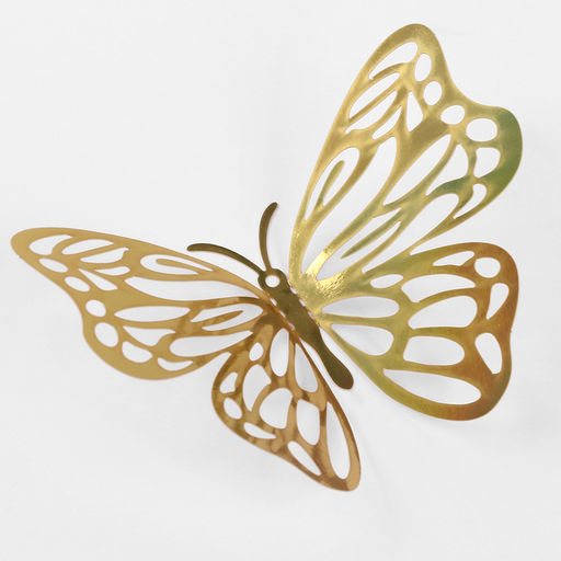 Набор для украшения Бабочки, набор 12 шт, цвет голография золото - Страна карнавалия фото 3