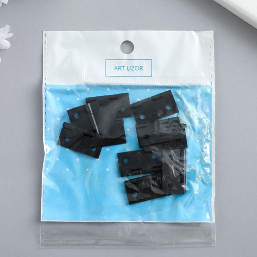 Цена за 10 шт. Петля для шкатулки металл с прямыми углами черная 2,5х2,5 см - Арт узор фото 3