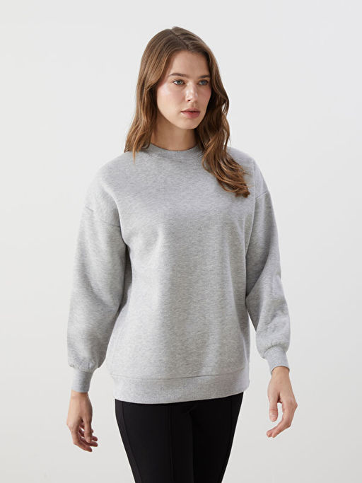 Parlak G?r?n?ml? Oversize Kad?n Kal?n Sweatshirt Tunik