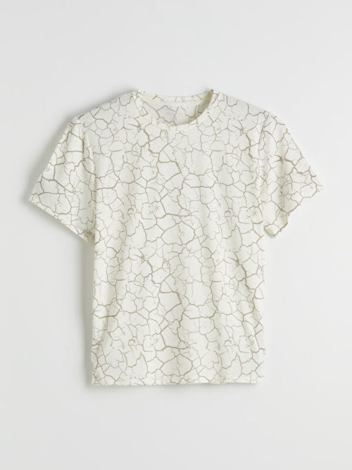 Bisiklet Yaka Desenli Erkek Penye Ti??rt