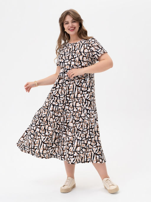 Платье хлопок 100%,бело-бежевое - Binita фото 2