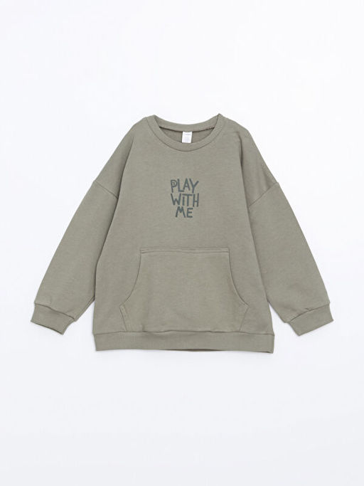 Bisiklet Yaka Uzun Kollu Bask?l? Erkek ?ocuk Sweatshirt