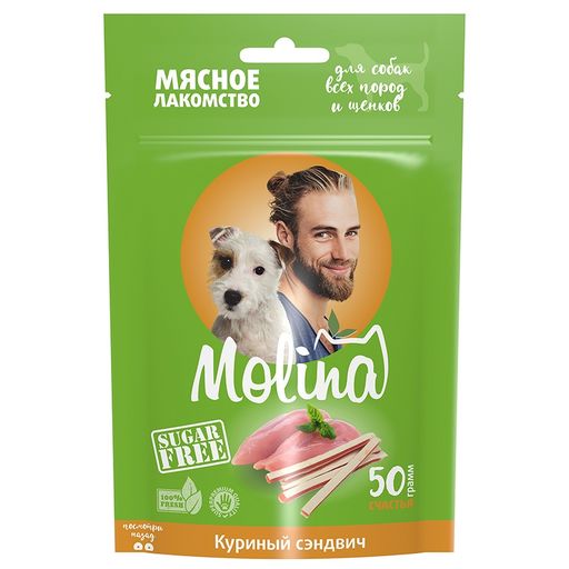 Молина Лакомство для собак всех пород и щенков Куриный сэндвич, 50г (7611)