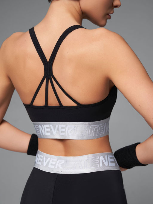 Леггинсы с двойным брендированным поясом и вставками из сетки - NEVERLATE фото 3