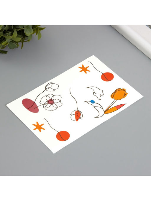 Цена за 2 шт. Переводные тату на тело цветные Контурный рисунок, 10.5?15.2 см