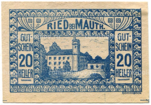 20 геллеров 1920 года Австрия Рид-бай-Маутхаузен (нотгельд)