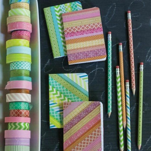 Клейкие WASHI-ленты для декора с фольгой ЗОЛОТИСТЫЕ,15 мм х 3 м (набор 7 шт) рисовая бумага