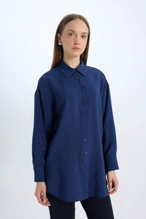 Relax Fit Basic Duz Uzun Kollu Gomlek Tunik - Defacto фото 4