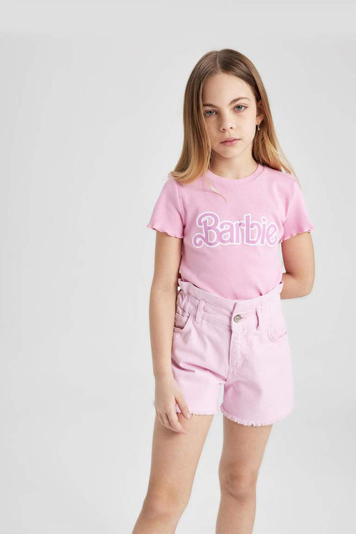 Футболка с коротким рукавом для девочек Барби - Defacto фото 3