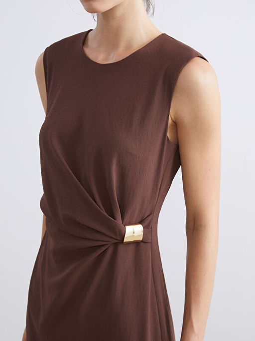 Bisiklet Yaka B?zg?l? Krep Elbise