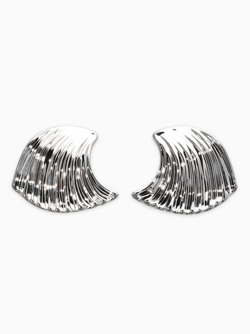 Цена за 2 шт. Серьги пластик "Волна", цвет серебро