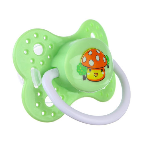 Соска - пустышка ортодонтическая, силикон, Грибочек, с колпачком, +0мес., цвет зеленый - Крошка я фото 3
