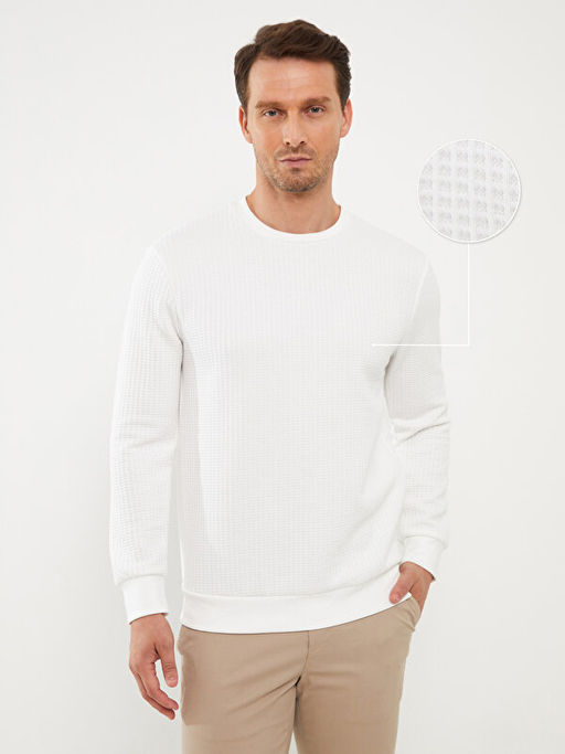 Bisiklet Yaka Uzun Kollu Erkek Sweatshirt