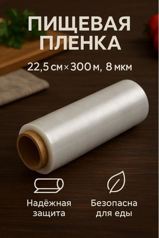 Пленка пищевая, белая, 22.5 см х 300 м, 8 мкм