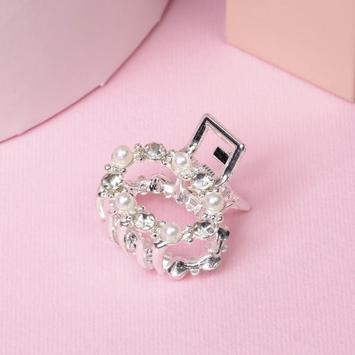 Цена за 6 шт. Крабик для волос «Мелани», овал, 2.5 см, серебристо-белый