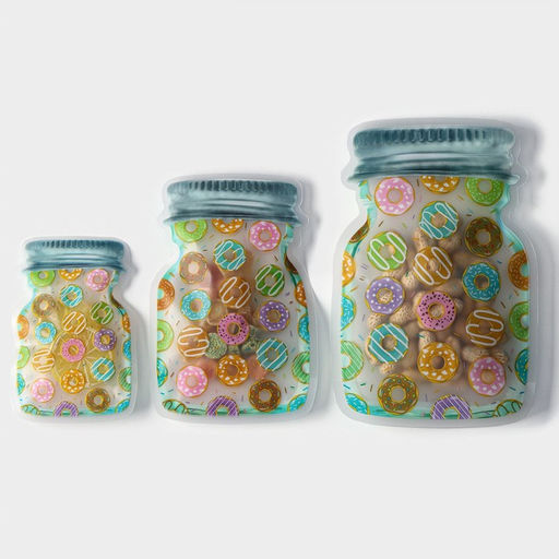 Набор пакетов для хранения сыпучих Доляна Пончики, застёжка zip-lock, 3 шт., 1510 см, 2013 см, 24.516.5 см  фото 2