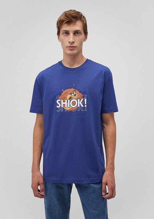 Tazmanya Canavar? Bask?l? Mavi Tisort  фото 3