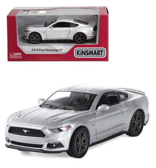 Kinsmart. Модель арт.KT5386W/2 "Ford Mustang GT 2015" 1:38 (серебристая) инерц.