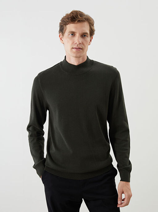 Yar?m Bal?k?? Yaka Erkek Triko Kazak