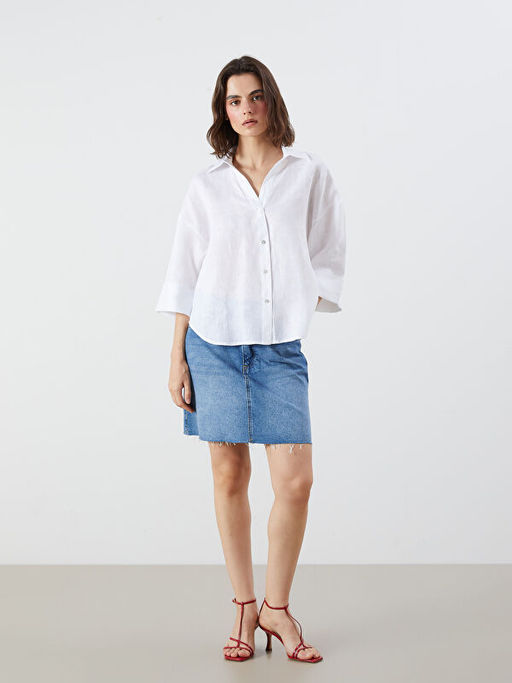 Oversize %100 Keten Kad?n G?mlek
